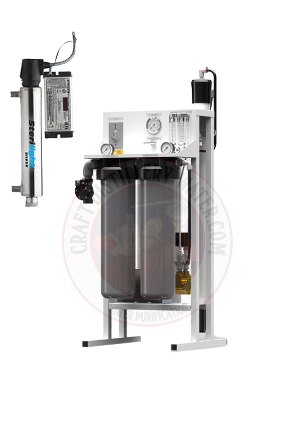 Craft Distillery 1500 GPD Reverse Osmosis System with TDS Meter and UV  .